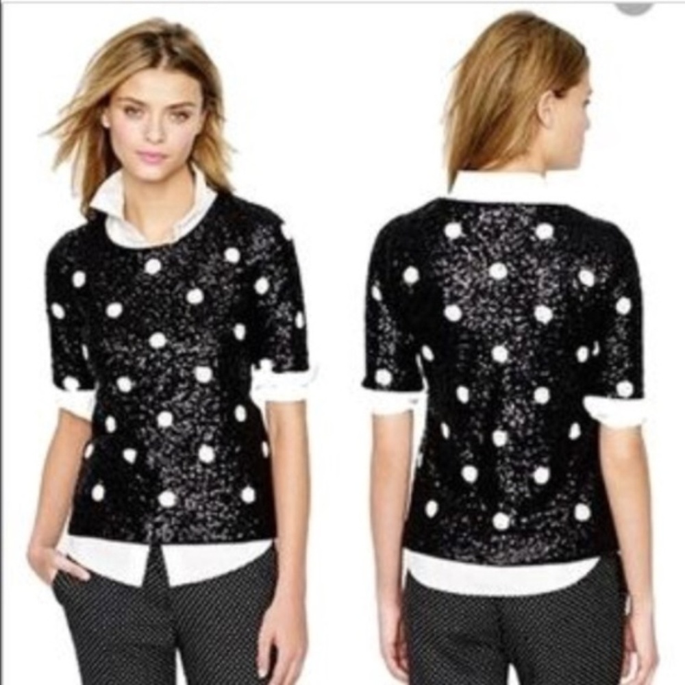 J Crew sequin polka dot top